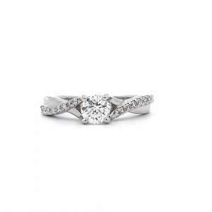 0.50ct 18ct White Gold Brilliant Cut Diamond Ring with Diamond Set Shoulders