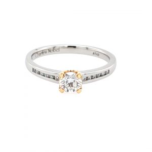Charles Nobel 0.34ct 18ct White and Rose Gold Mounted Brilliant Cut Diamond Solitaire Ring with fine detailing