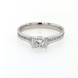 0.58ct Princess Cut Diamond with Diamond Set Shoulders