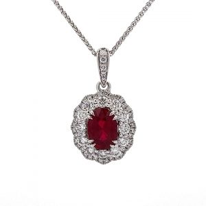 1.41ct Ruby and 0.86ct Diamond 18ct White Gold Pendant
