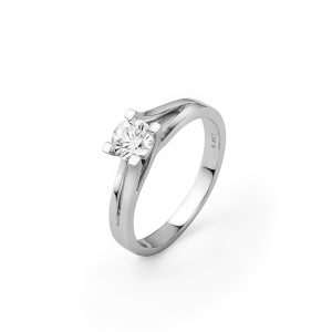 0.53ct Brilliant Cut Diamond Solitaire Engagement Ring With Split Shoulder