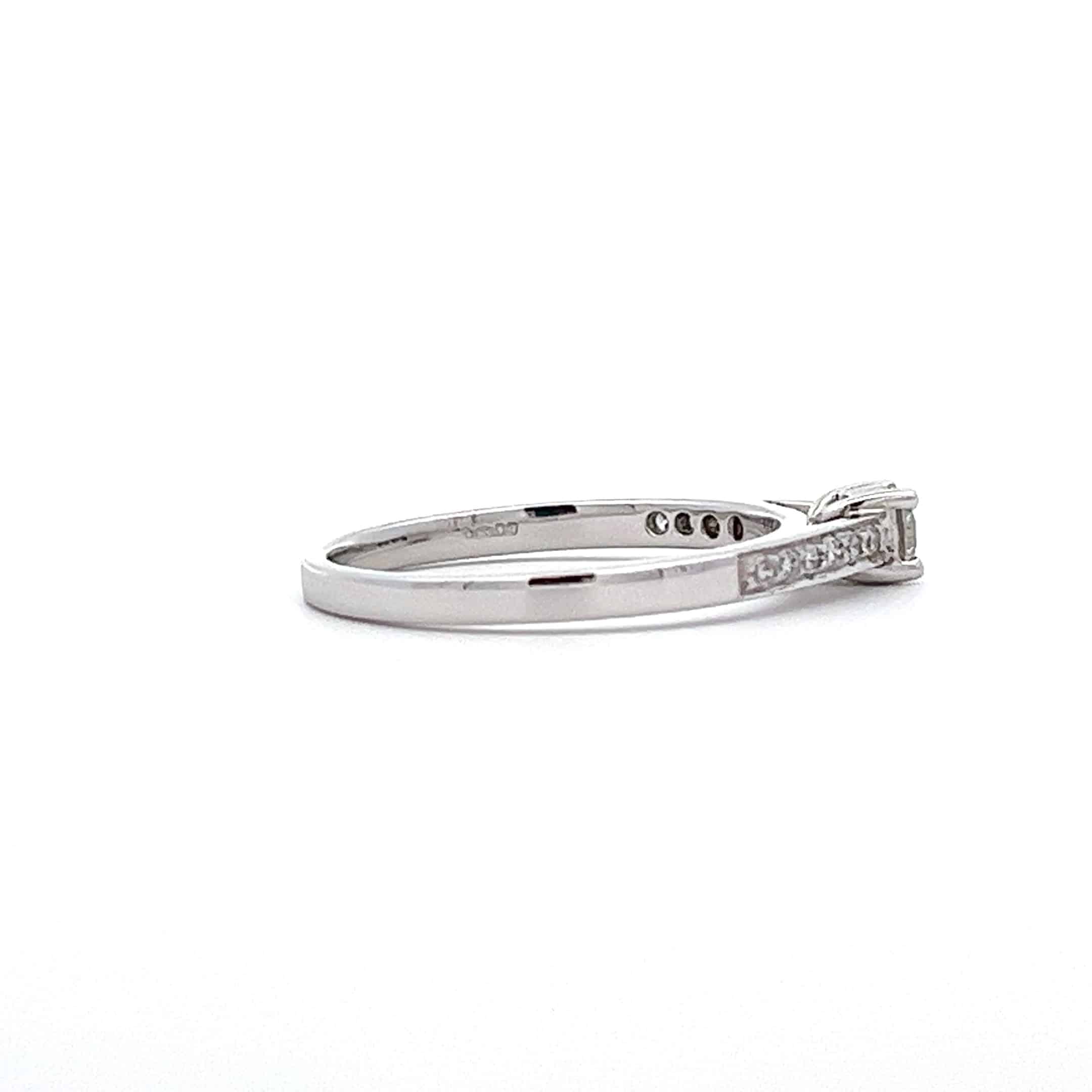 0.32ct Brilliant Cut Ring with Grain Set Diamond Shoulders in Platinum