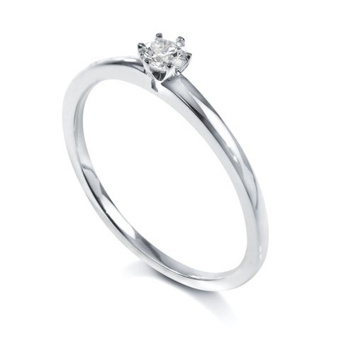 18ct White Gold Six Claw Diamond Solitaire Ring