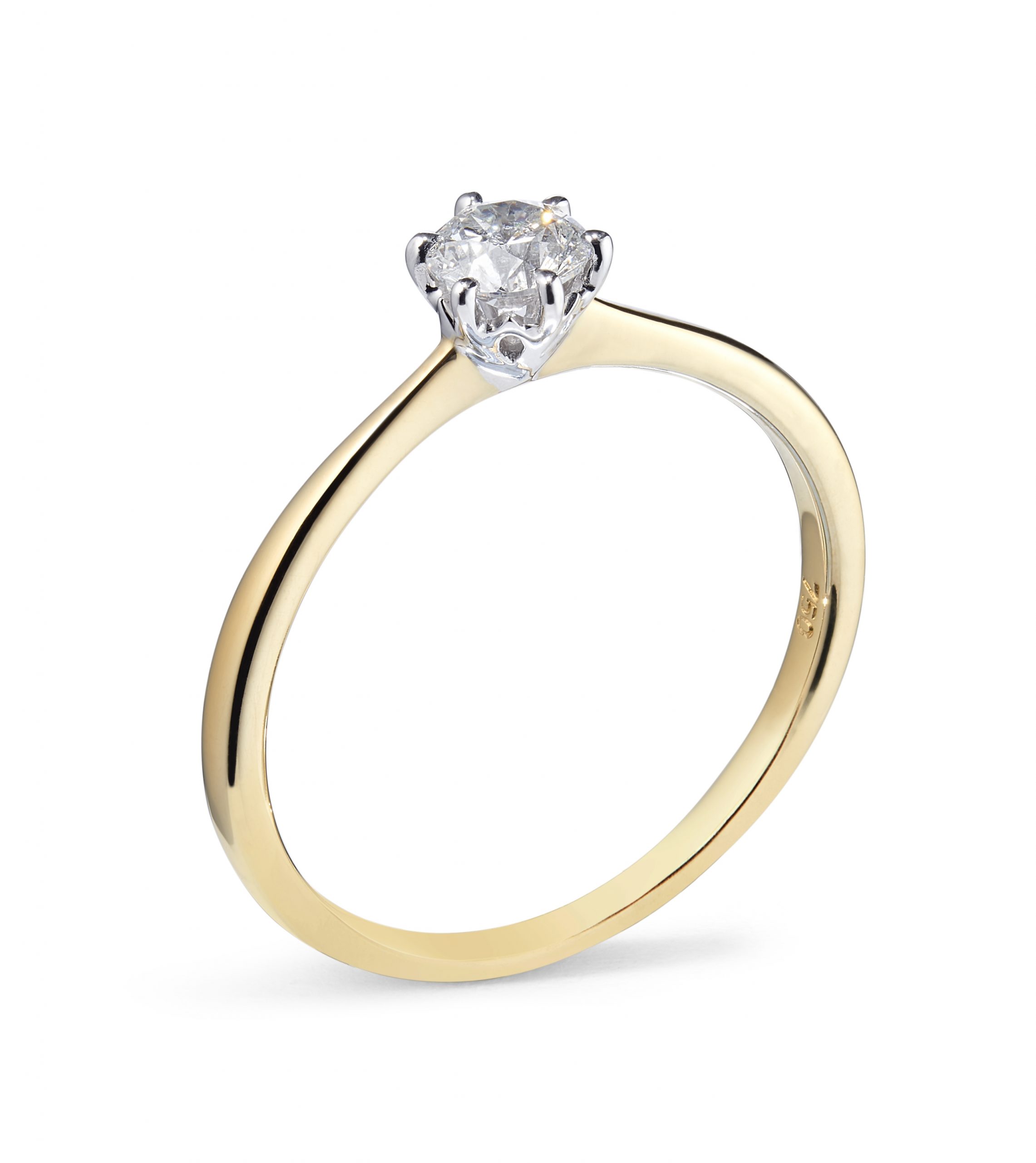 0.53ct Six Claw Solitaire Ring in 18ct Yellow and White Gold