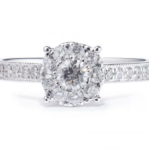 18ct White Gold Diamond Ring with Diamond Shoulders