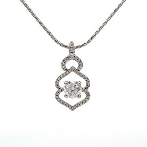 0.65ct 18ct White Gold Diamond Pendant with a 16 Inch Chain