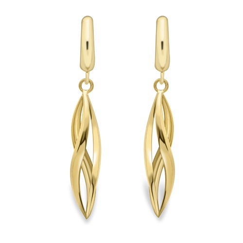 9ct Yellow Gold Spiral Drop Earrings