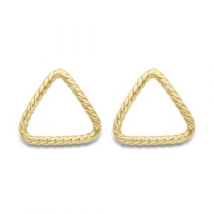 9ct Yellow Gold Rope Pattern Triangle Stud Earrings - Large