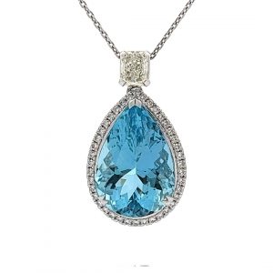 10.19ct Aquamarine and Diamond Pendant Set In Platinum