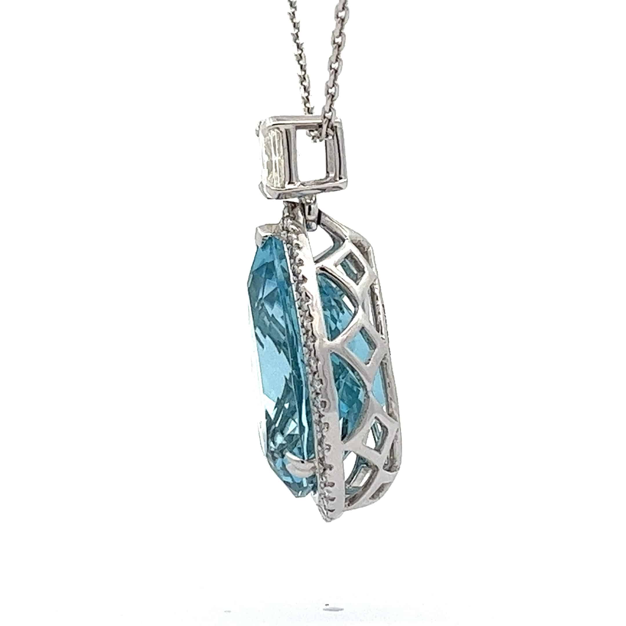 10.19ct Aquamarine and Diamond Pendant Set In Platinum