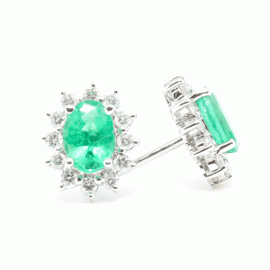 18ct White Gold 1.36ct Emerald and 0.45ct Diamond Earrings