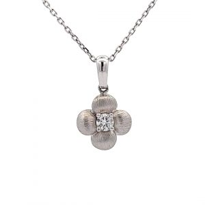 0.13ct, Brilliant Cut Diamond Flower Design Pendant