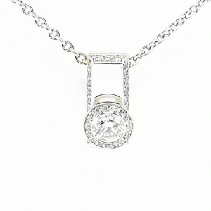 18ct White Gold Unusual Diamond Halo Design Pendant