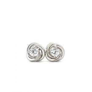 9ct White Gold CZ Knot Earrings