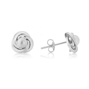 9ct White Gold Knot and Ball Stud Earrings