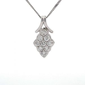 0.35ct, 18ct White Gold Fancy Diamond Cluster Pendant