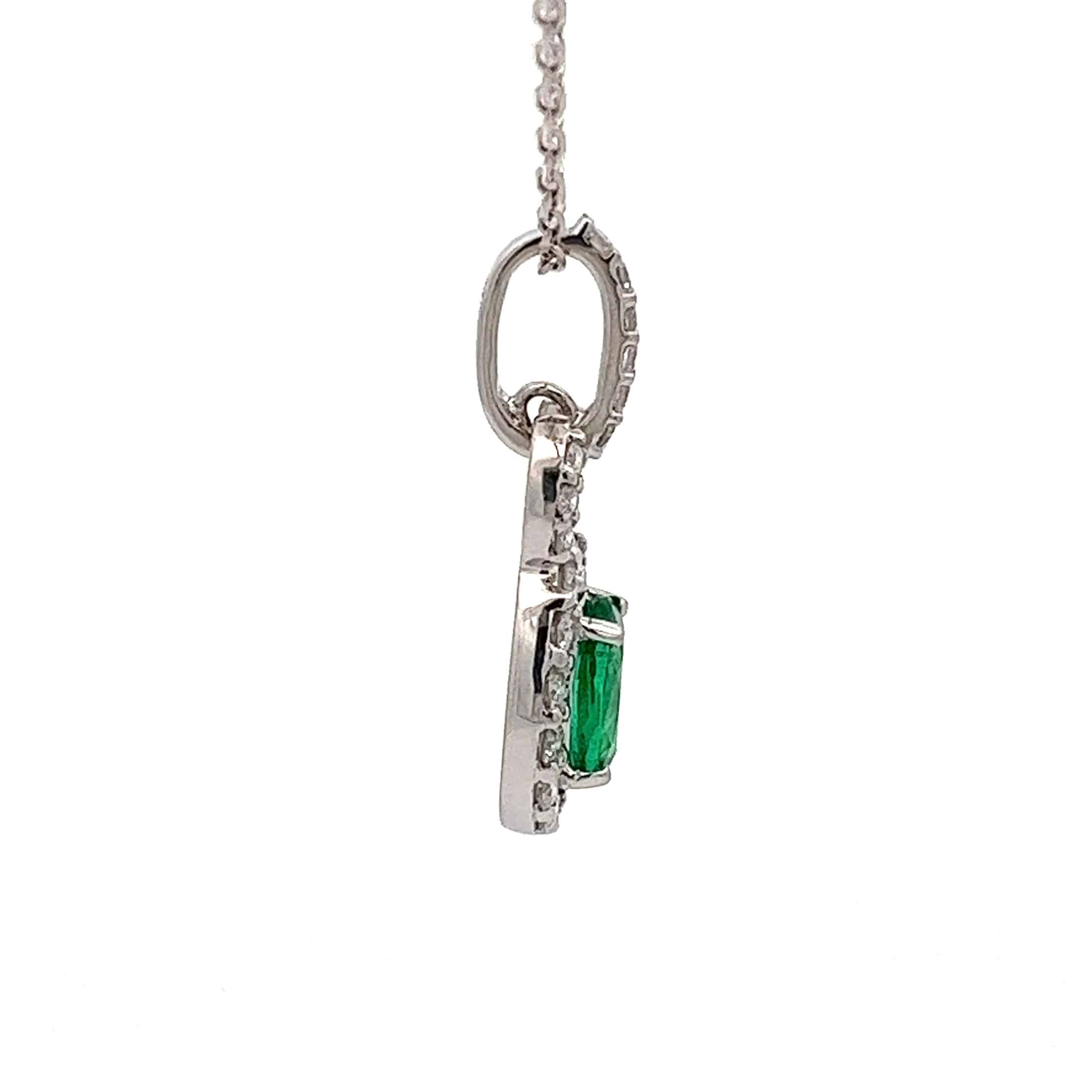 0.76ct Emerald and 0.41ct Diamond Pendant – 16 Inch Chain