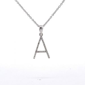 9ct White Gold Diamond Initial A