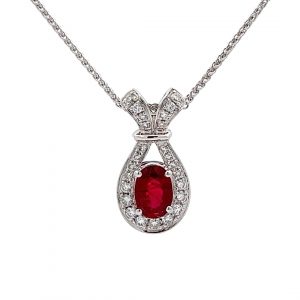 0.92ct Ruby and 0.35ct Diamond Ribbon Pendant