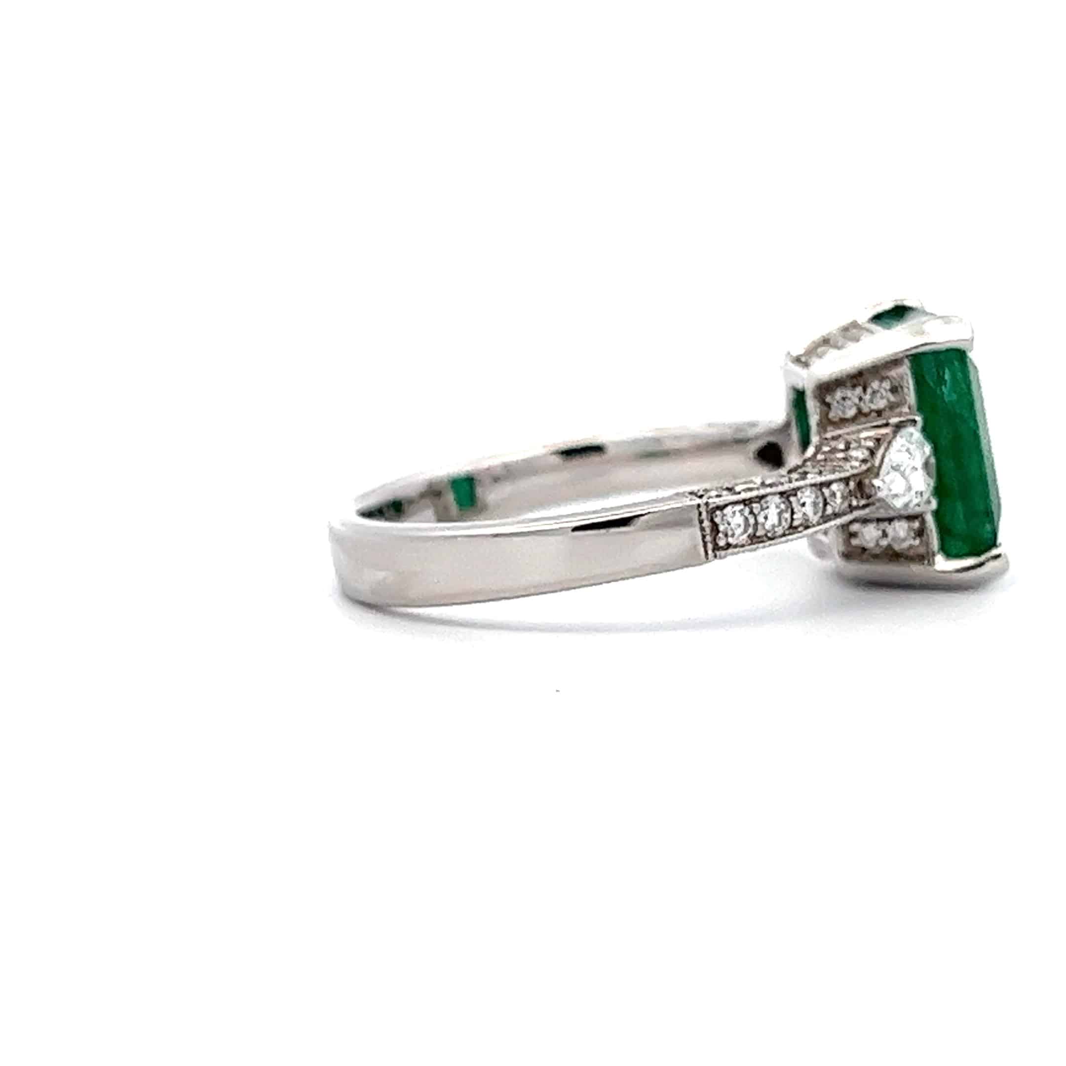 2.89ct Emerald and Diamond Ring – 18ct White Gold
