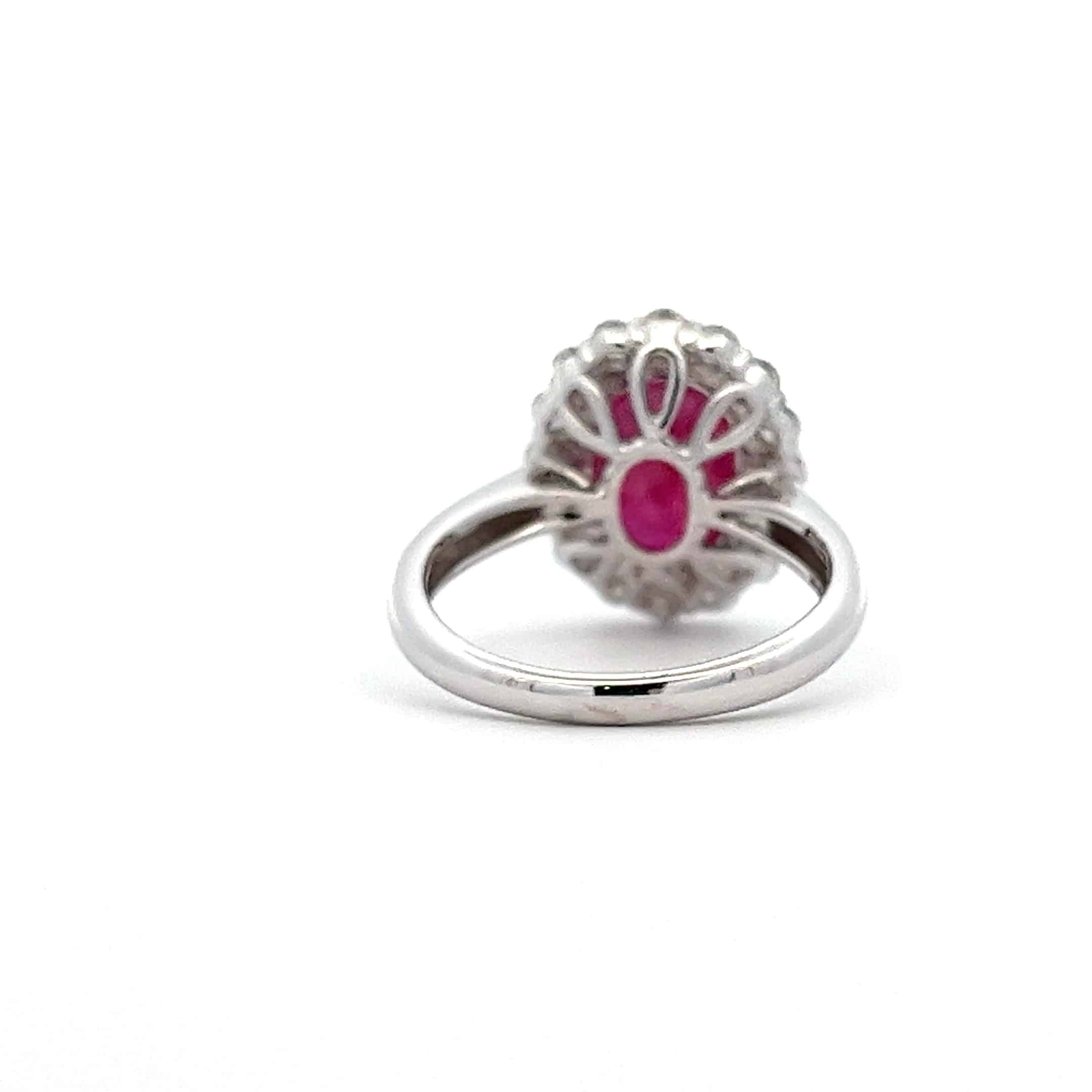 4.03ct Ruby and Diamond Cluster Ring – 18ct White Gold