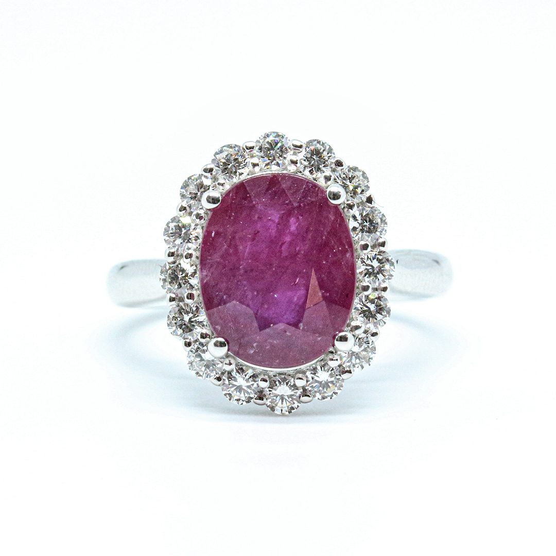 4.03ct Ruby and Diamond Cluster Ring