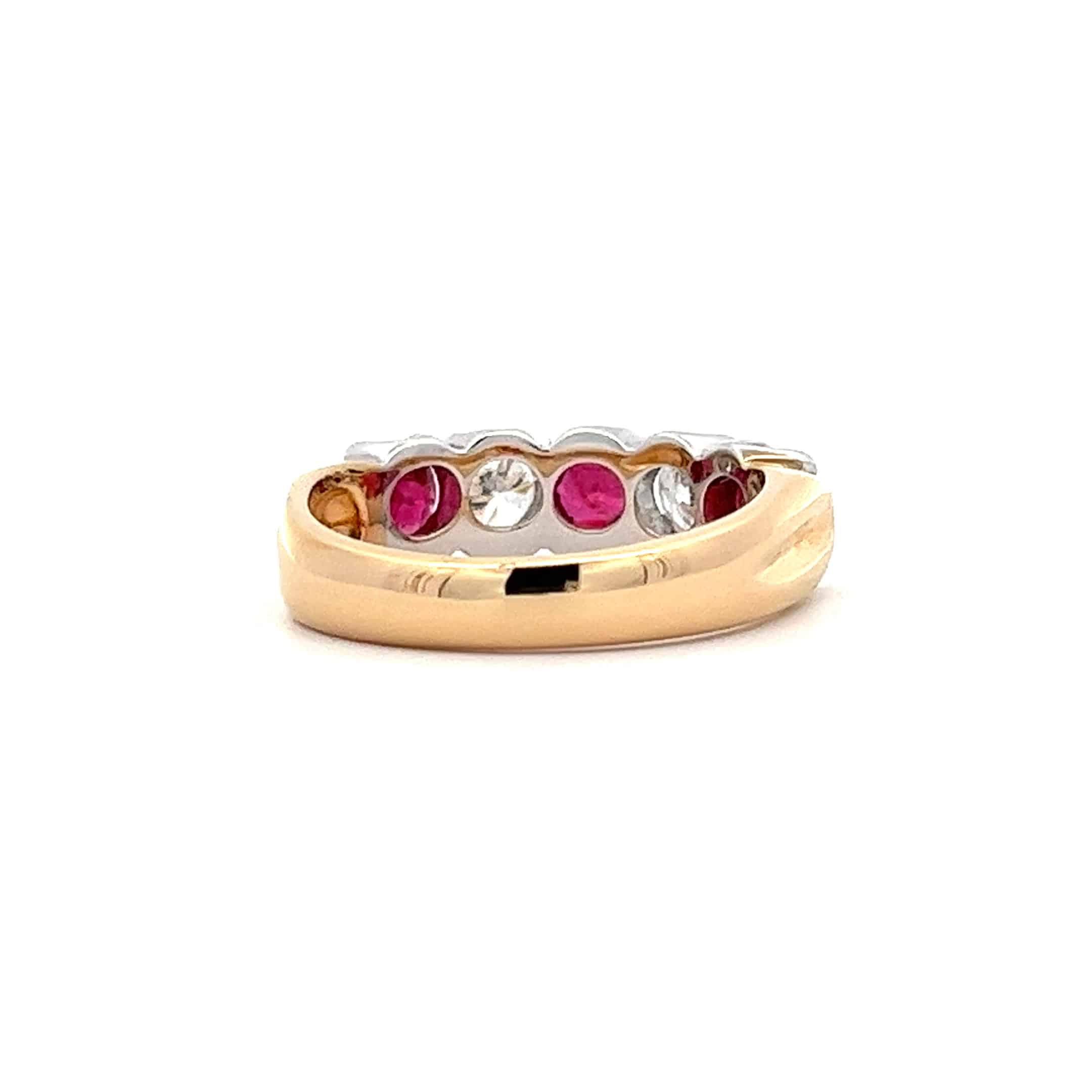 1.20ct Ruby and 0.61ct Diamond 5 Stone Ring