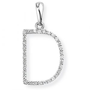 9ct White Gold Diamond Initial D