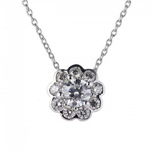 0.90ct Brilliant Cut Diamond Cluster Pendant