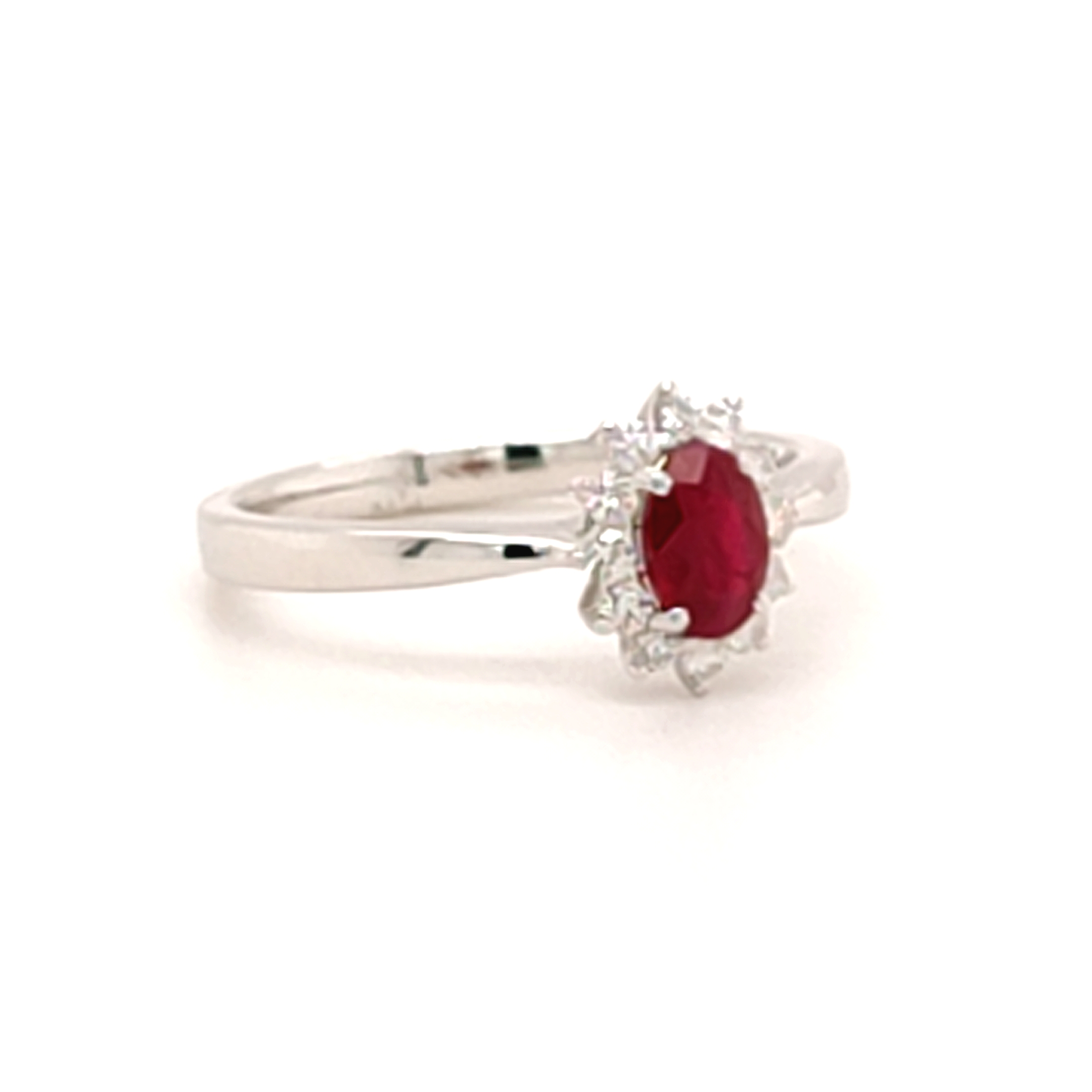 0.60ct Ruby and 0.20ct Diamond Platinum Cluster Ring