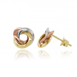 9ct 3 Colour Gold Open Earrings