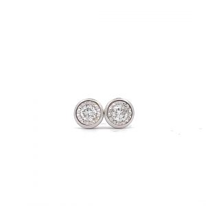 0.16ct 9ct White Gold Brilliant Cut Diamond Rub-over Style Earrings