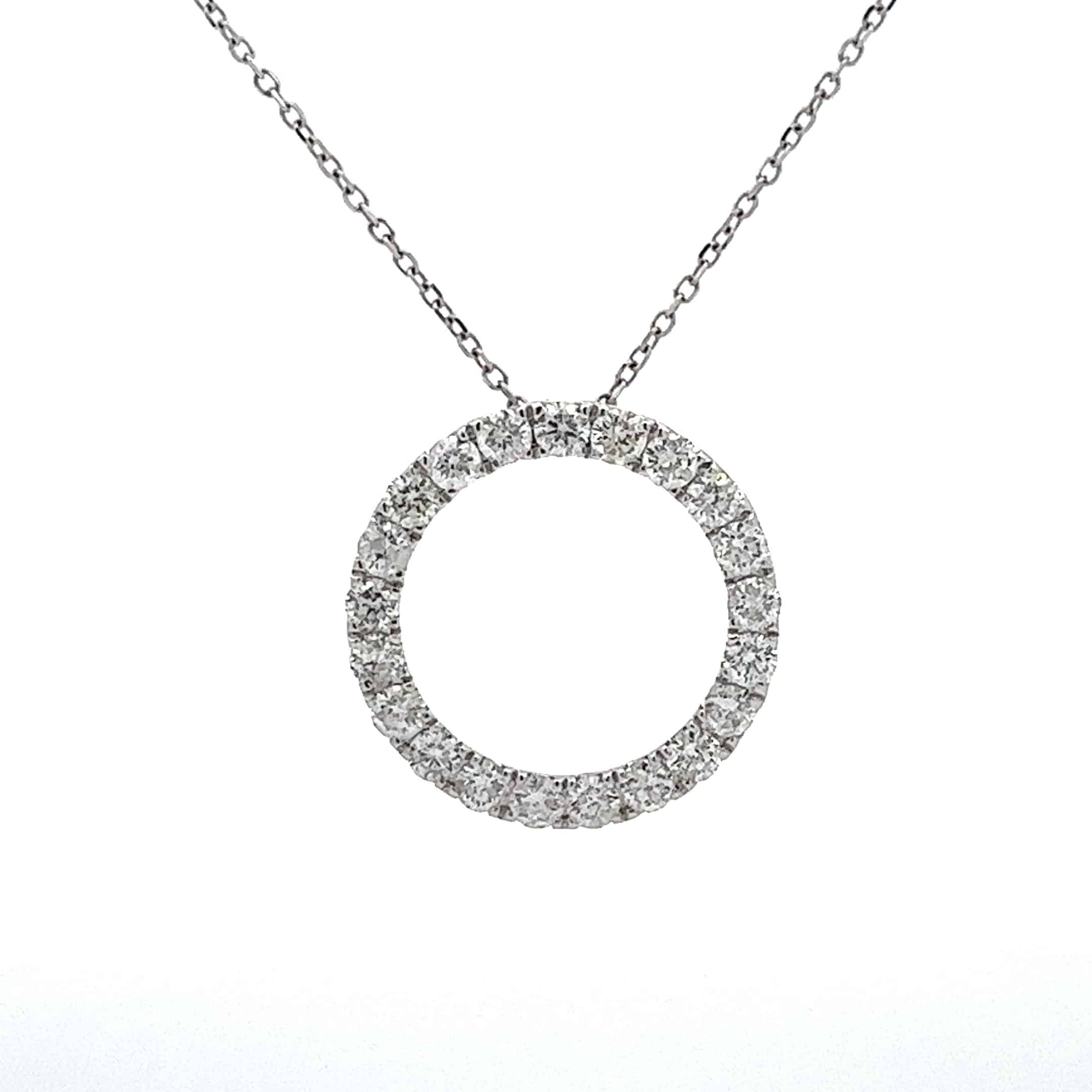 1.01ct Diamond 18ct White Gold Circle Pendant - Charles Nobel