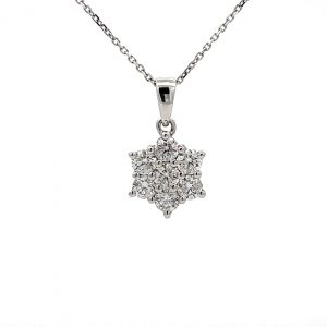 0.74ct Diamond White Gold Cluster Pendant