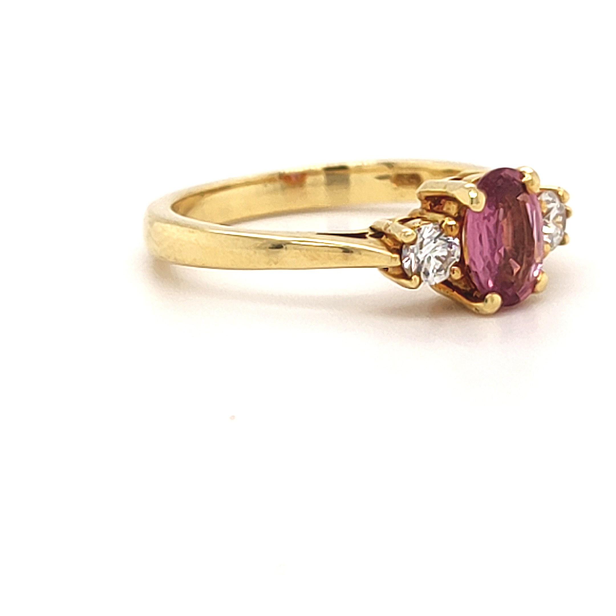 Pre-Owned Pink Sapphire and Diamond Ring in 18ct Yellow Gold