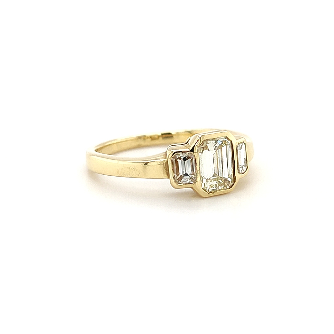 0.75ct Emerald Cut Diamond, 18ct Yellow Gold Ring