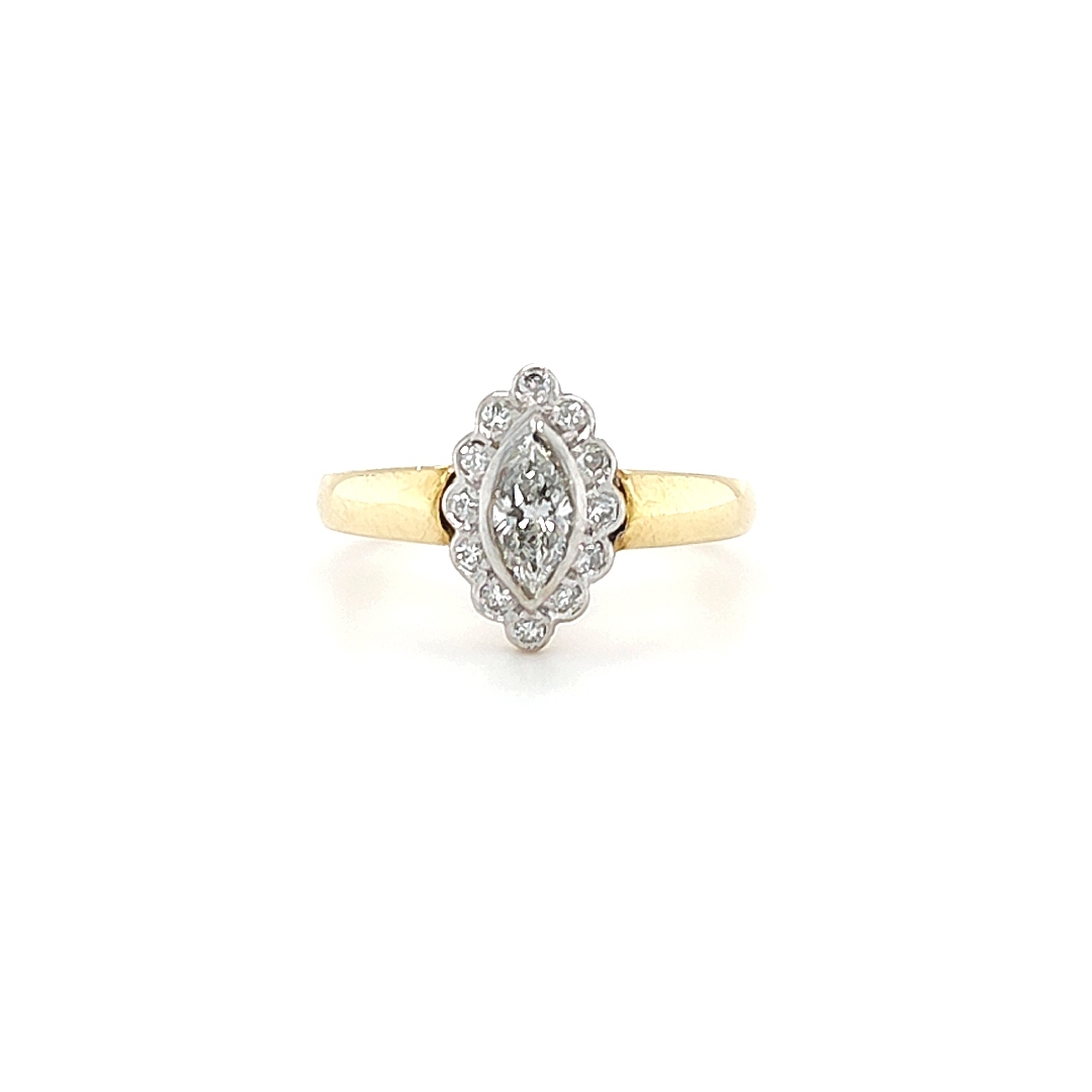 18ct Gold Marquise Cut Diamond Cluster Ring