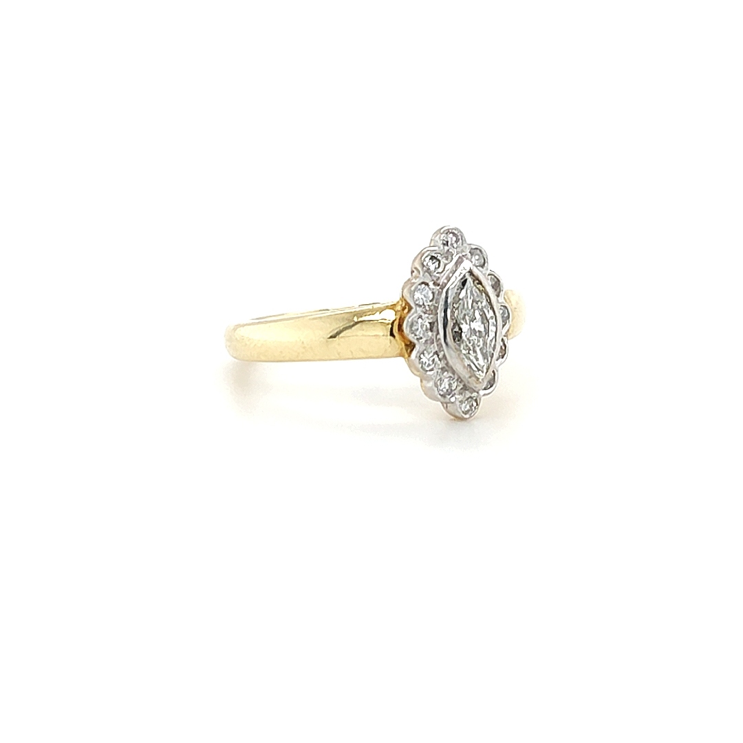 18ct Gold Marquise Cut Diamond Cluster Ring