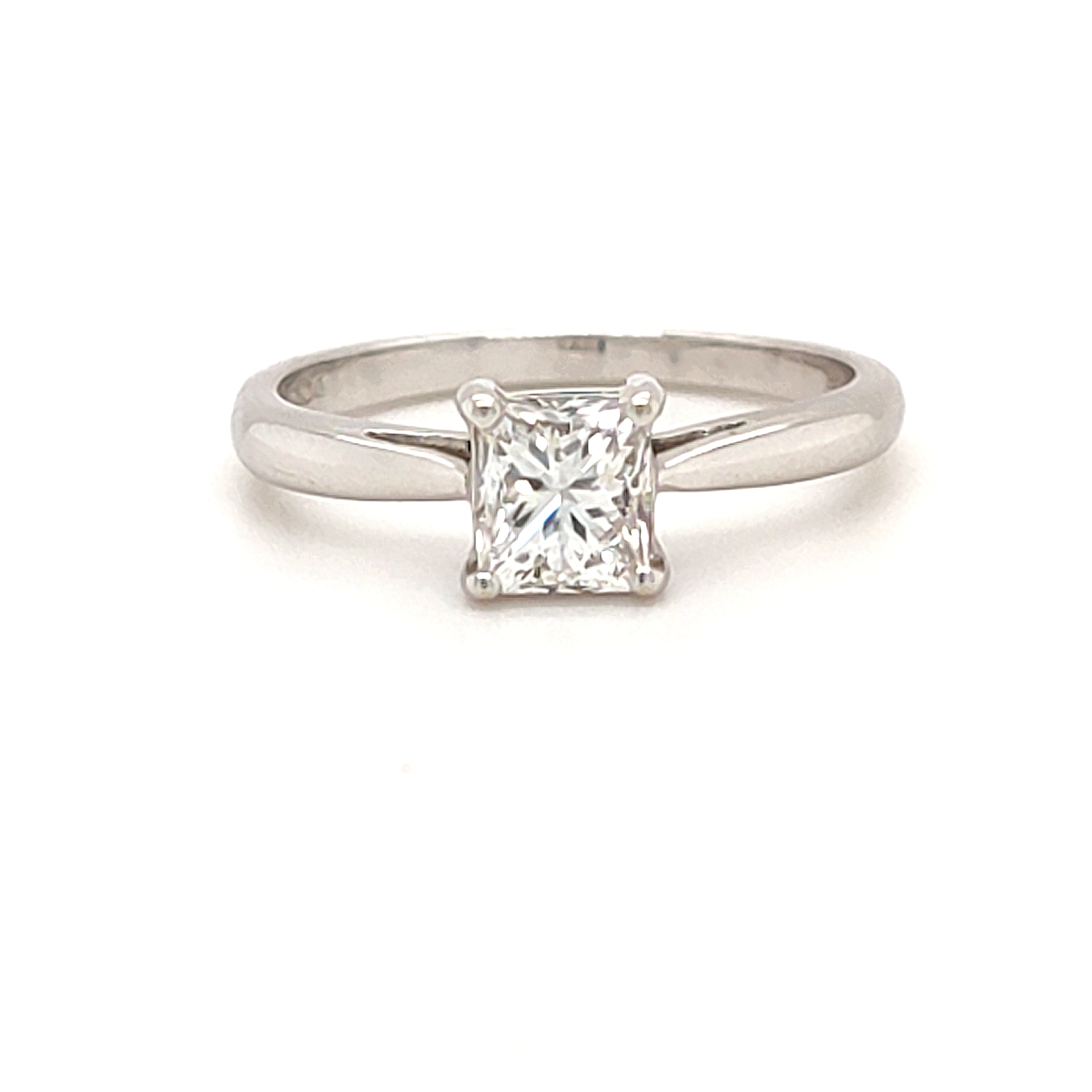 0.89ct, 18ct White Gold Princess Cut Diamond Ring