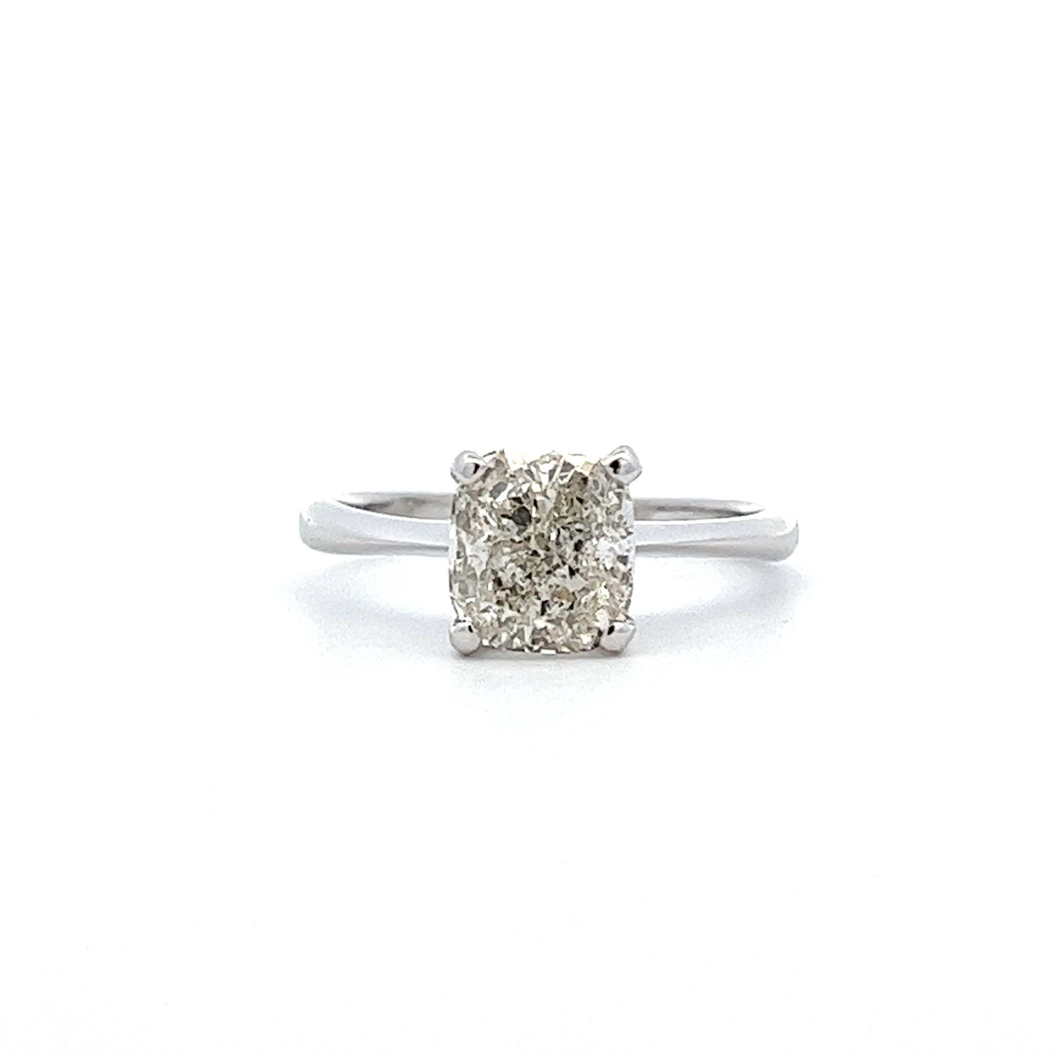 2.01ct 18ct White Gold Cushion Diamond Solitaire Ring – Pre-Owned