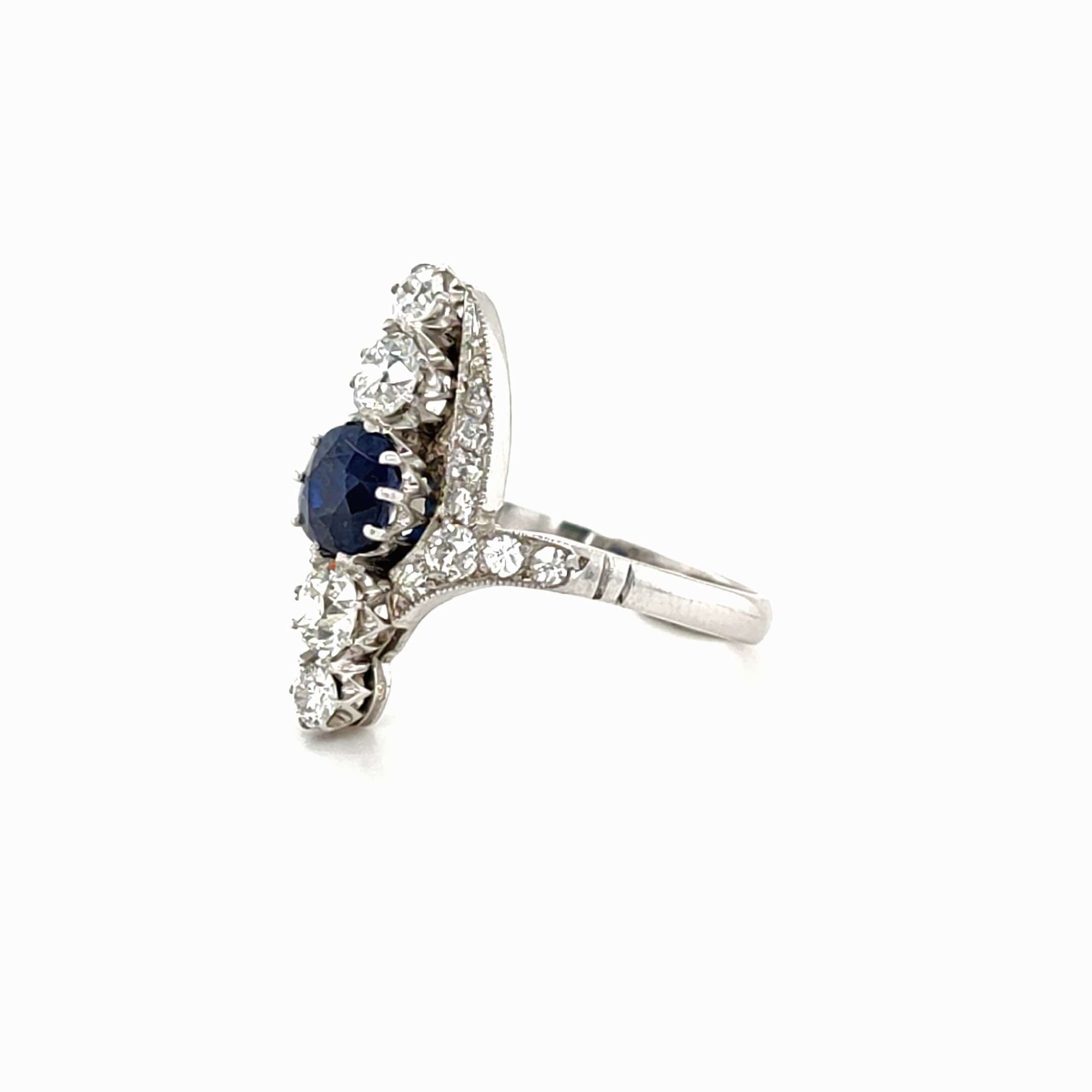 Platinum Sapphire and Diamond Dress Ring PreOwned Charles Nobel