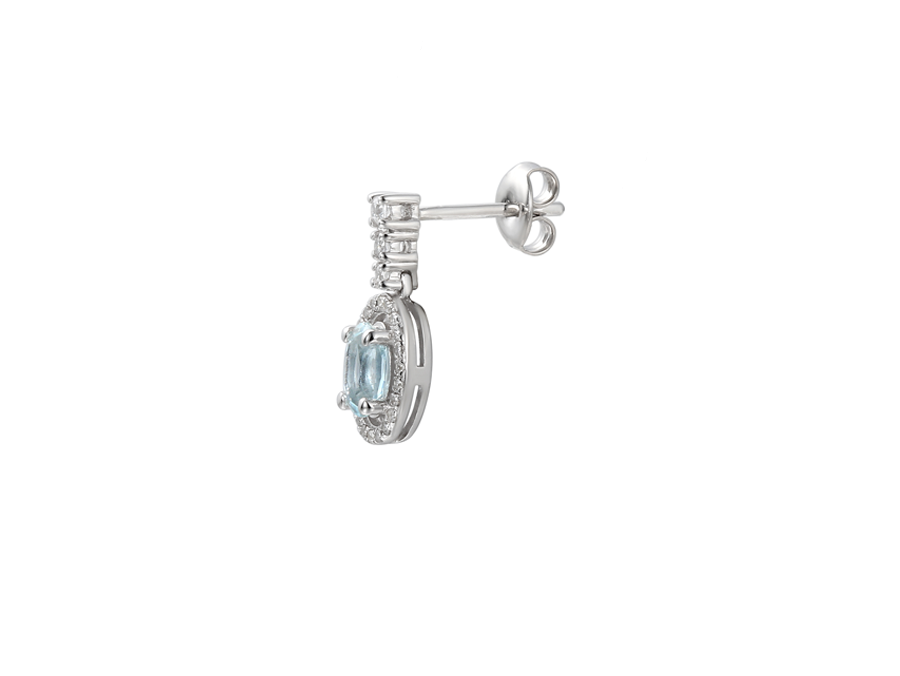Sterling Silver Aqua Blue Earrings – Aquamarine and CZ