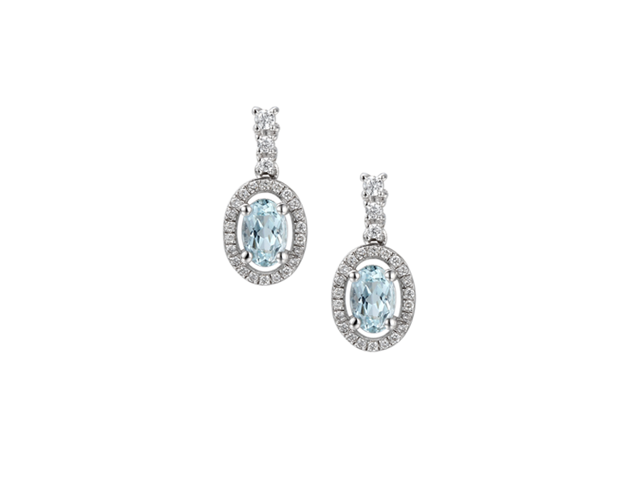 Sterling Silver Aqua Blue Earrings – Aquamarine and CZ