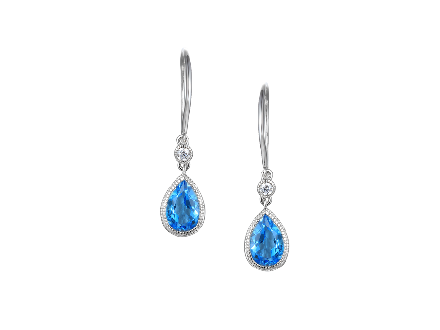 Sterling Silver Devotion Earrings – Blue Topaz and CZ