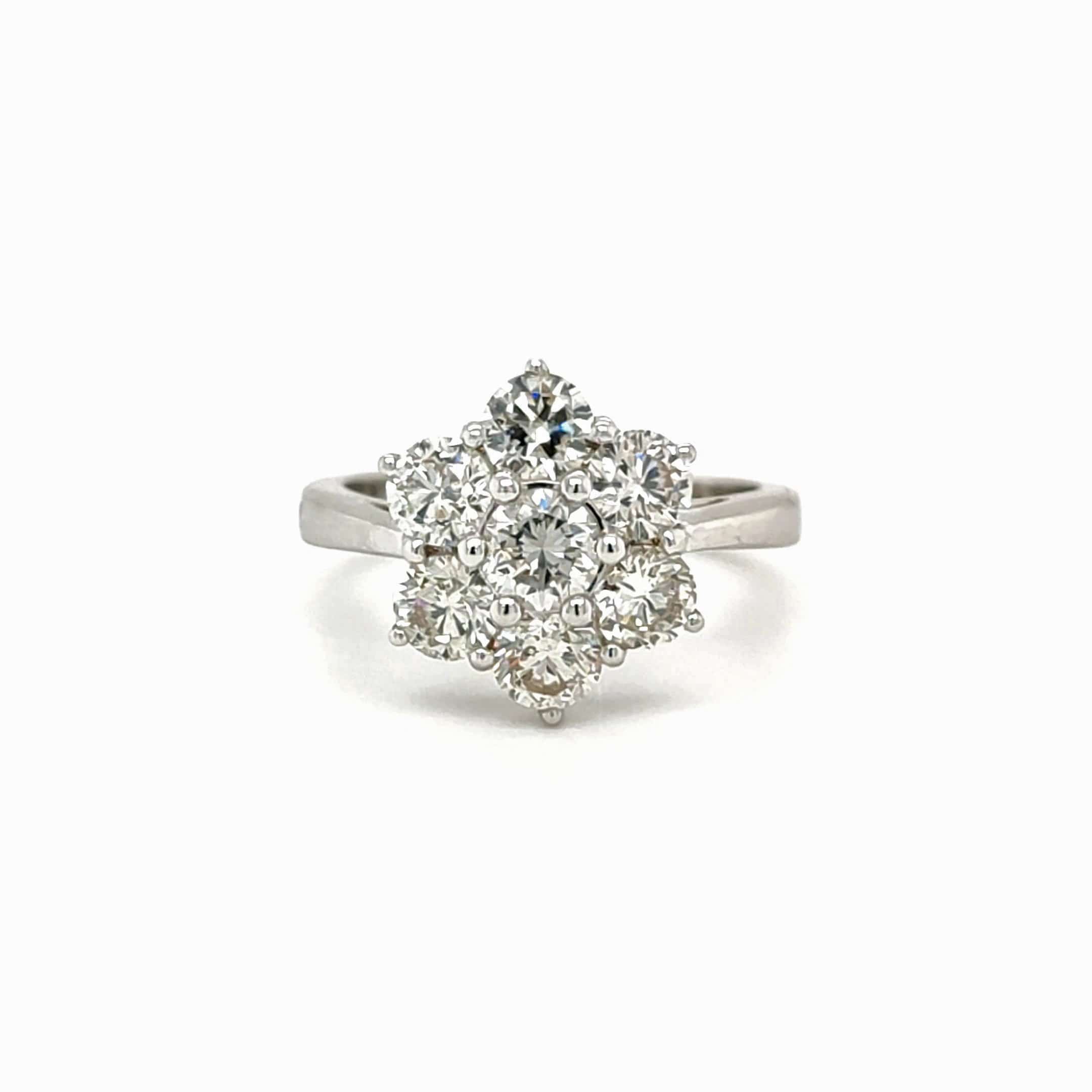 2.46ct, 18ct White Gold Brilliant Cut Diamond Cluster Ring – Pre-Owned