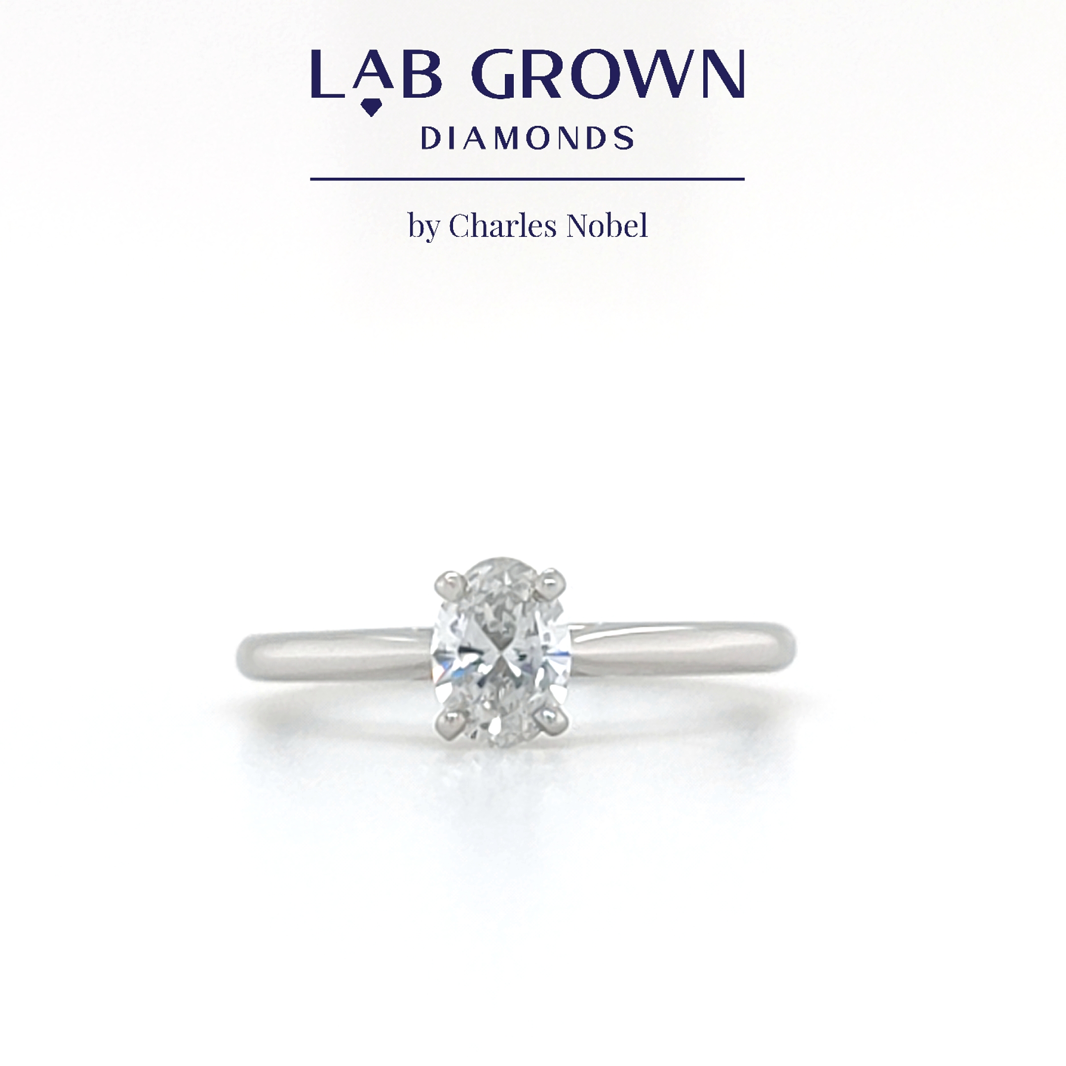 0.50ct, D Colour, VS2 Clarity Lab Grown Oval Diamond Platinum Solitaire Ring
