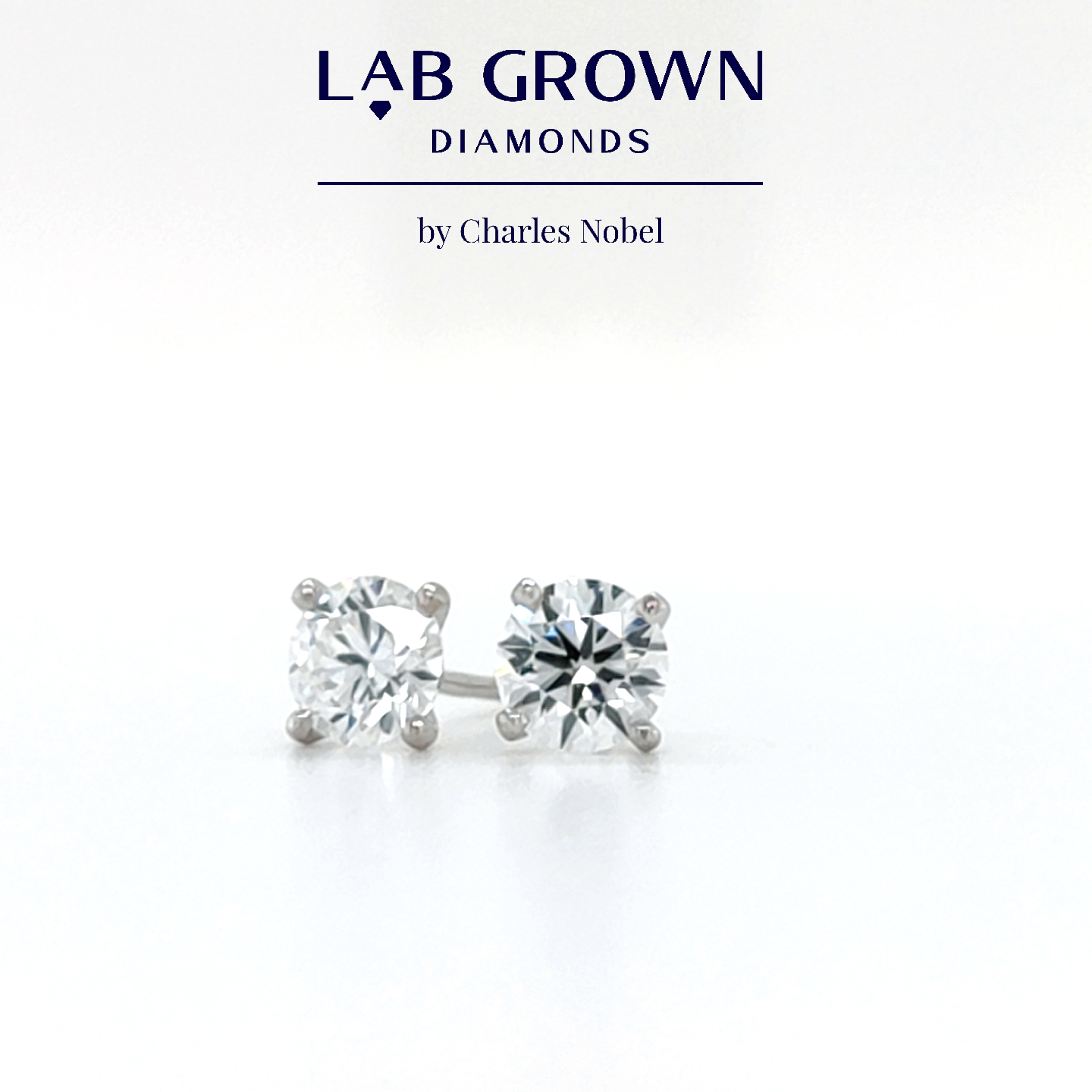 1.46ct, F Colour, VS Clarity Lab Grown Diamond Solitaire Earrings – Ideal Cut