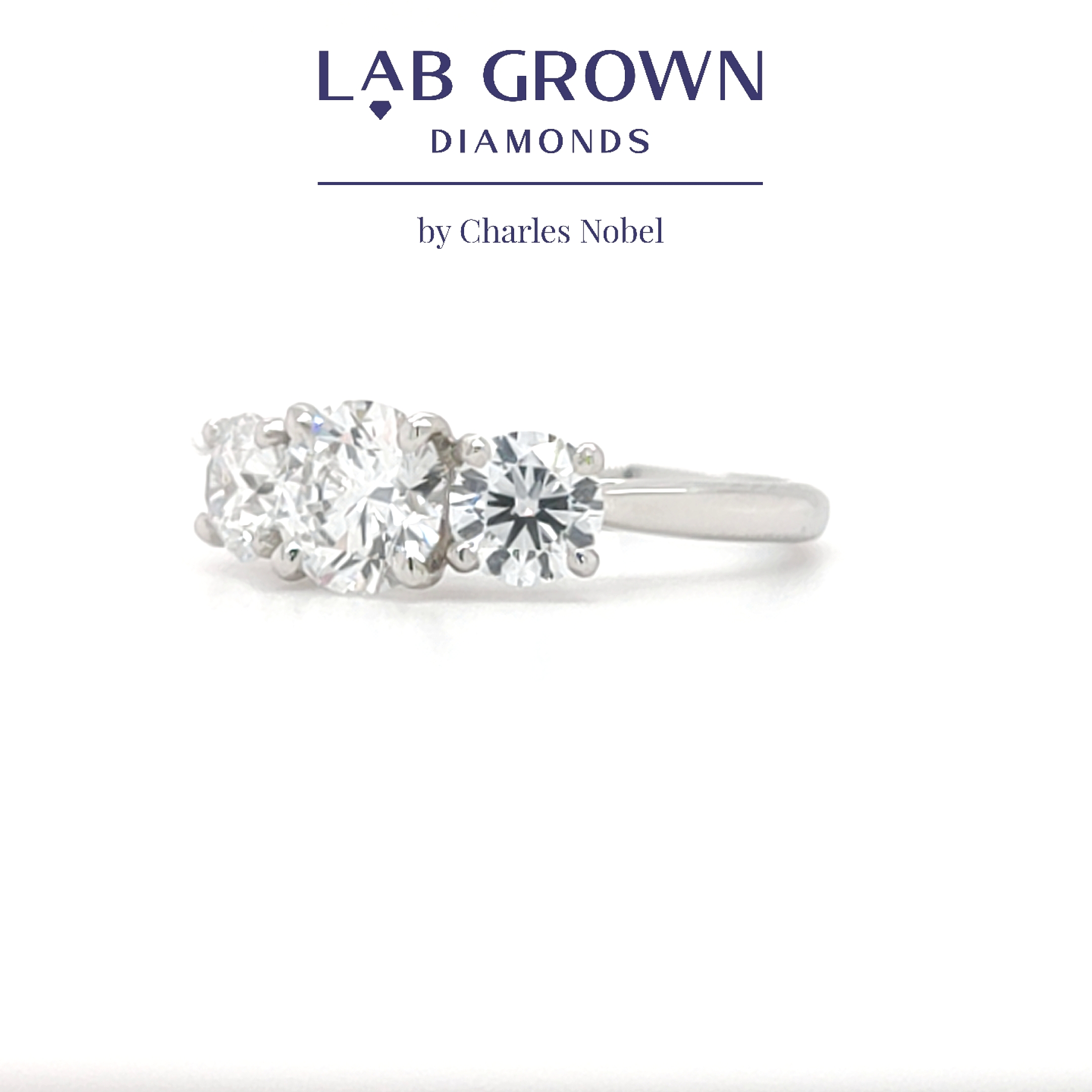 2.01ct, D Colour, SI1 Clarity, Lab Grown Platinum 3 Stone Diamond Ring – Certificated Diamonds
