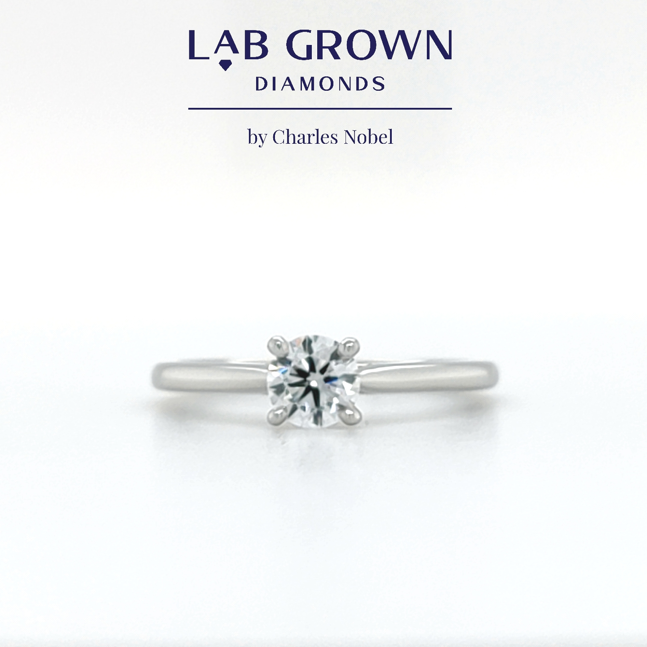 0.50ct, D Colour, SI1 Clarity Lab Grown Round Brilliant Cut Diamond Platinum Solitaire Ring – Ideal Cut