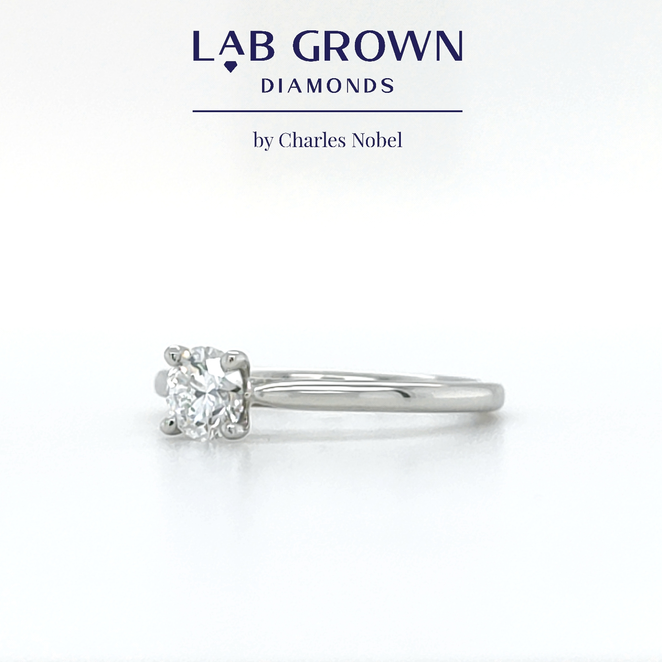 0.50ct, D Colour, SI1 Clarity Lab Grown Round Brilliant Cut Diamond Platinum Solitaire Ring – Ideal Cut